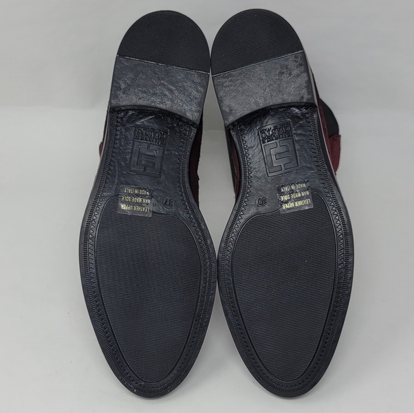 Emanuele Crasto Women's Mid Calf Burgundy Leather Boots Made In Italy Sz 37 New - Picture 10 of 12